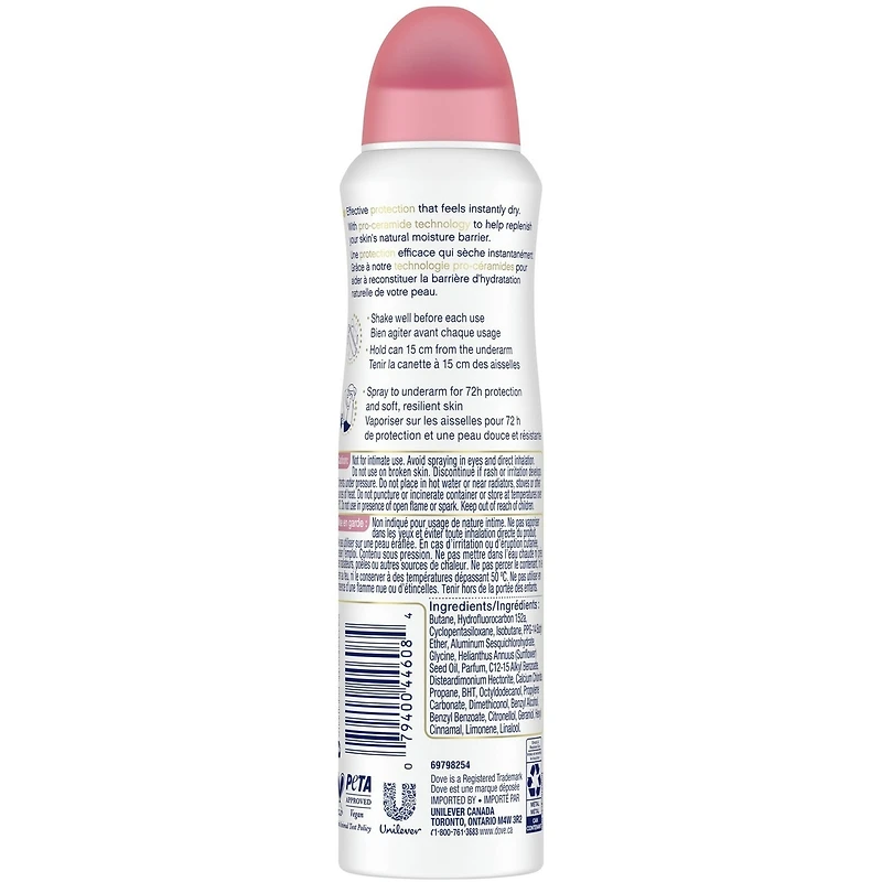 Advanced Care Beauty Finish Dry Spray Antiperspirant Deodorant for Women with Pro-Ceramide Technology for Soft, Resilient Skin