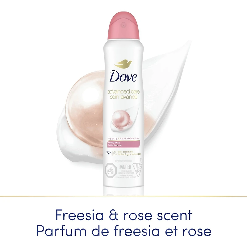 Advanced Care Beauty Finish Dry Spray Antiperspirant Deodorant for Women with Pro-Ceramide Technology for Soft, Resilient Skin