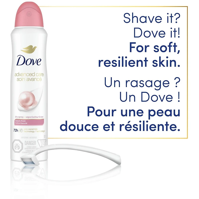 Advanced Care Beauty Finish Dry Spray Antiperspirant Deodorant for Women with Pro-Ceramide Technology for Soft, Resilient Skin