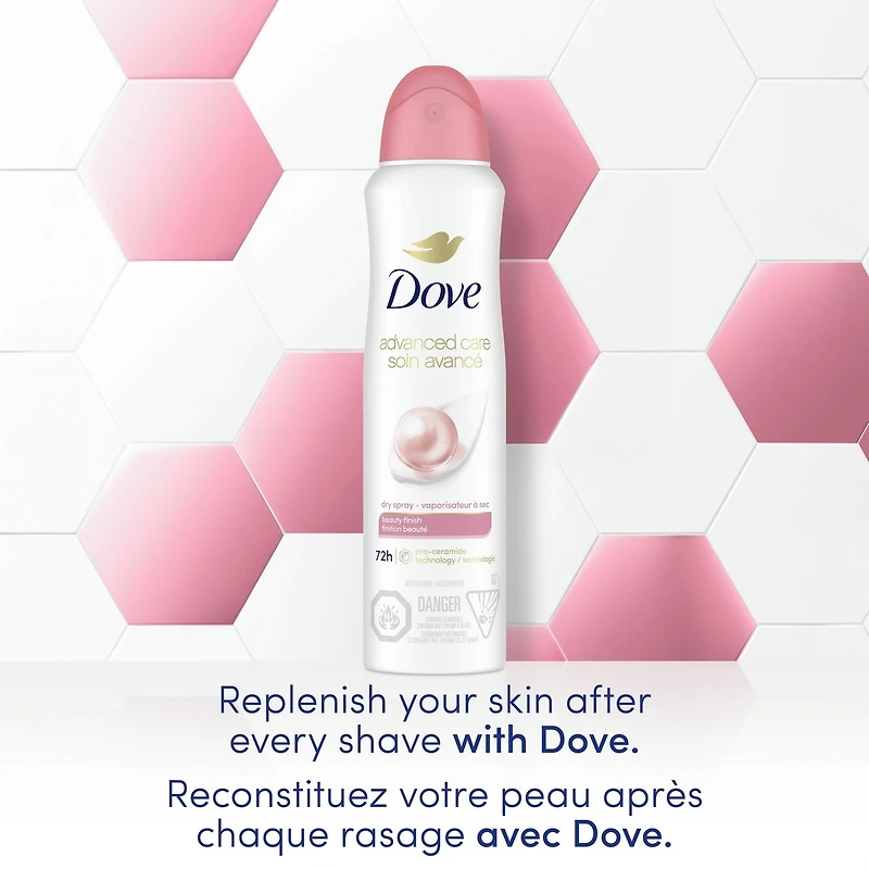 Advanced Care Beauty Finish Dry Spray Antiperspirant Deodorant for Women with Pro-Ceramide Technology for Soft, Resilient Skin