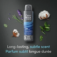Dove Men+Care  Dry Spray Antiperspirant 48h sweat and odour protection Clean Comfort with 1/4 moisturizing technology 107 g