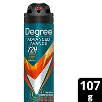 Degree Men Advanced Antisudorifique en Vaporisateur à Sec pour 72 h de protection contre les odeurs et la transpiration Aventure avec technologie MotionSense® 107 g