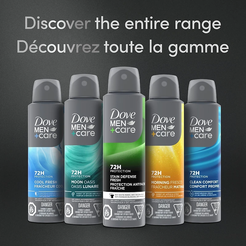 Vaporisateur sec Antisudorifique Dove Men+Care Stain Defense Fresh protection antibactérienne contre les odeurs 107 GR