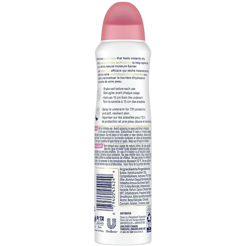 Advanced Care Dry Spray Antiperspirant Deodorant for Women Powder Soft Scent Pro-Ceramide Technology for Soft, Resilient Skin