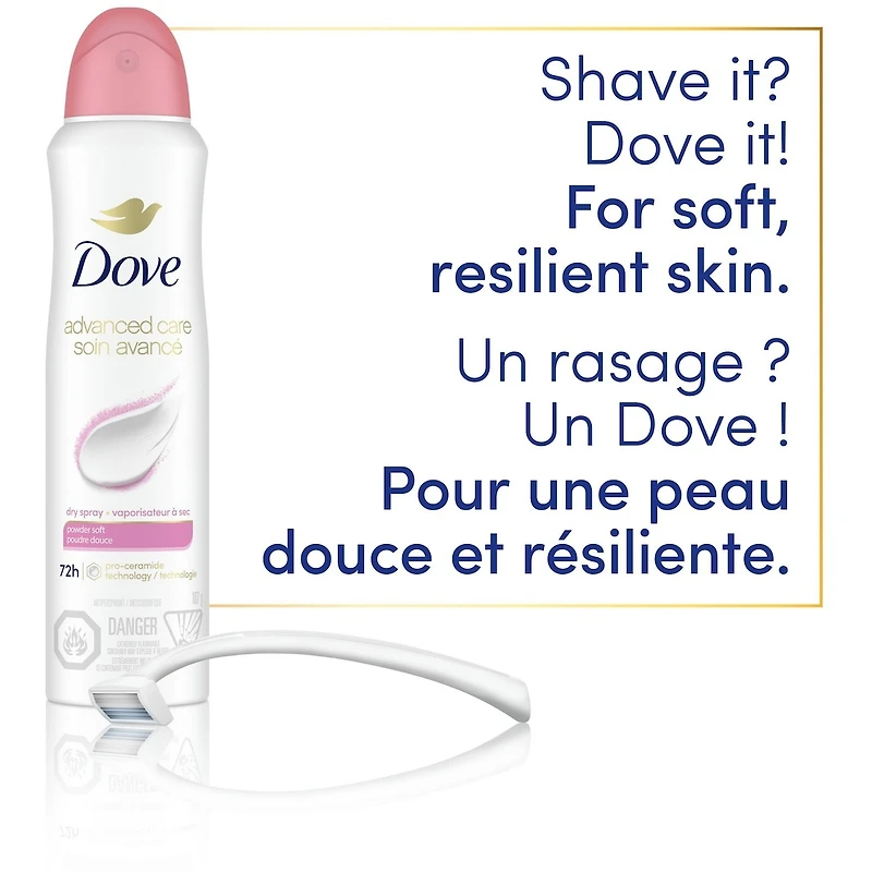 Advanced Care Dry Spray Antiperspirant Deodorant for Women Powder Soft Scent Pro-Ceramide Technology for Soft, Resilient Skin