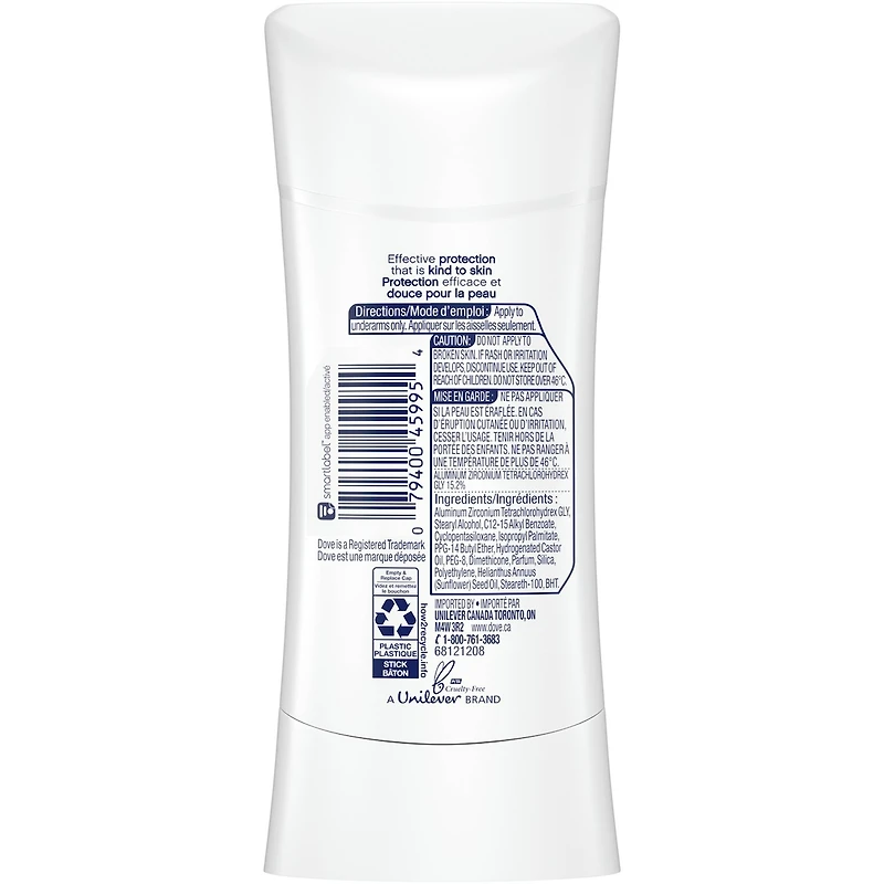 Antisudorifique Dove Advanced Care Non Parfume protection antibactérienne contre les odeurs