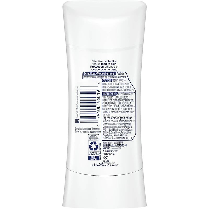 Dove Antiperspirant Deodorant Stick Apple and White Tea Scent antibacterial odour protection 74g