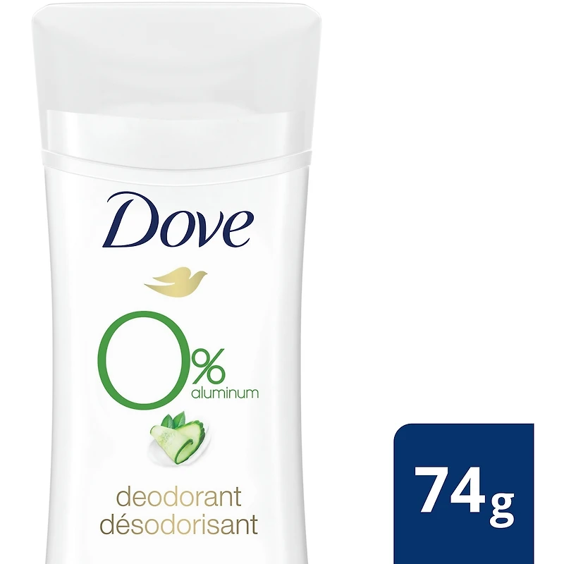 Dove 0% Aluminum Deodorant for smooth underarms Cucumber & Green Tea antibacterial odour protection 74 g