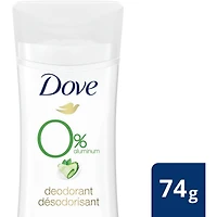 Dove 0% Aluminum Deodorant for smooth underarms Cucumber & Green Tea antibacterial odour protection 74 g