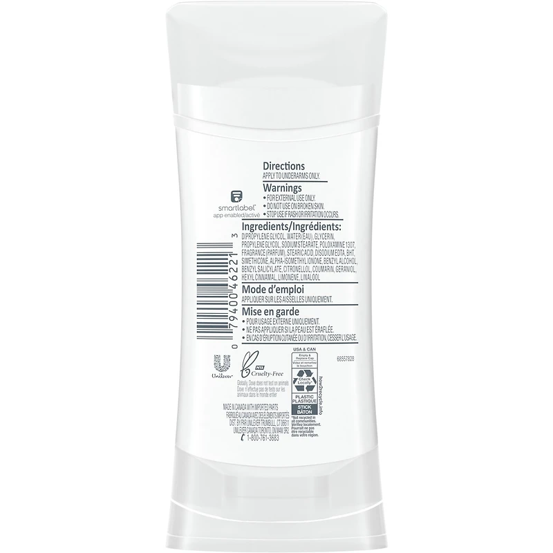 Dove 0% Aluminum Deodorant for smooth underarms Cucumber & Green Tea antibacterial odour protection 74 g