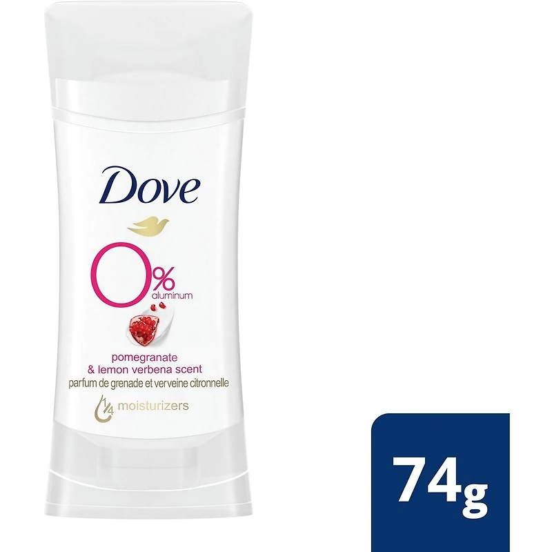 Désodorisant en bâton pour des aisselles douces Dove 0 % Aluminium Grenade et Verveine Citronnelle protection 48 h contre les odeurs 74 g