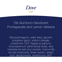 Désodorisant en bâton pour des aisselles douces Dove 0 % Aluminium Grenade et Verveine Citronnelle protection 48 h contre les odeurs 74 g