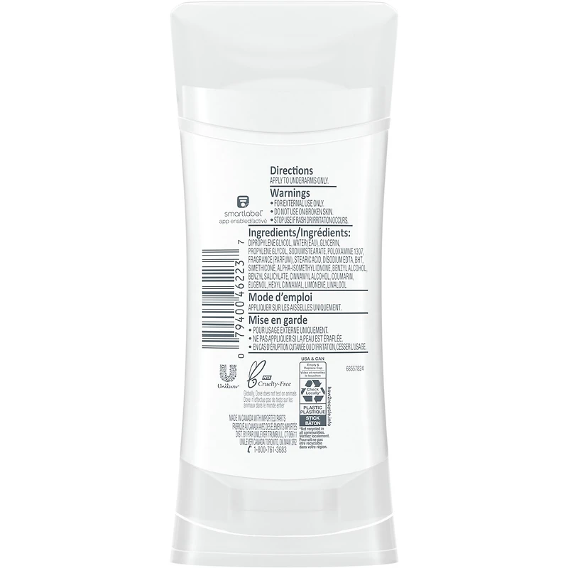 Désodorisant Dove 0 % d'aluminium Noix de coco et jasmin rose protection antibactérienne contre les odeurs 74 g