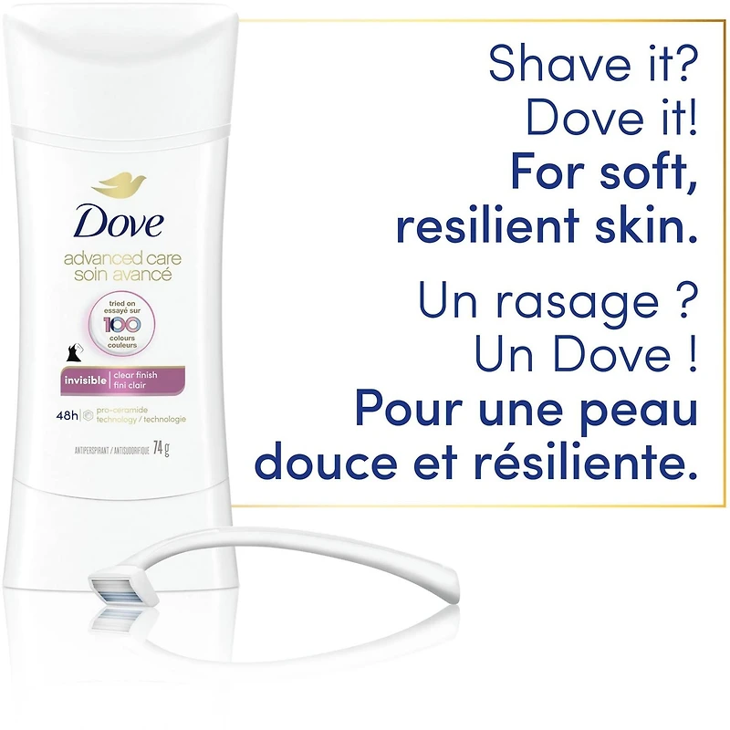 Dove Advanced Care Antiperspirant Stick Clear Finish antibacterial odour protection 74g