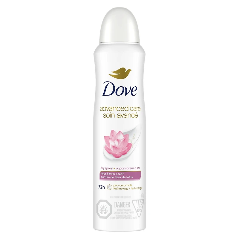 Antisudorifique vaporisateur à sec Dove Nourishing Secrets Parfum fleur de lotus protection antibactérienne contre les odeurs 107 g