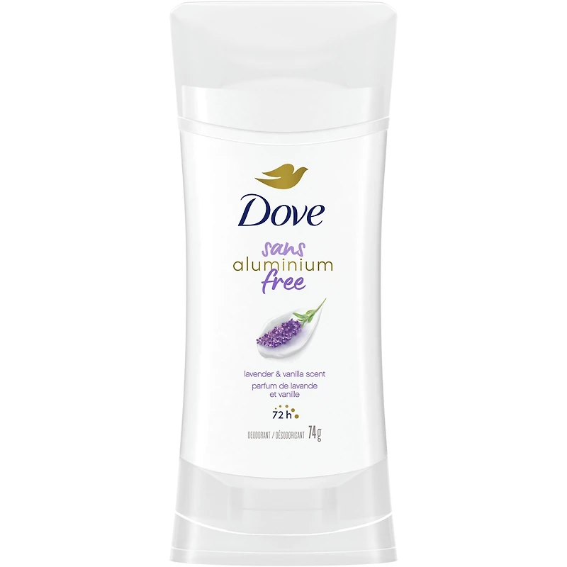 Désodorisant en Bâton pour 48 h de protection contre les odeurs Dove 0 % Aluminium Parfum de Lavande et Vanille désodorisant sans aluminium pour des aisselles lisses
