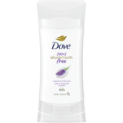 Dove 0% Aluminum Deodorant Stick for 48-hour odour protection Lavender & Vanilla Scent aluminum-free deodorant for smooth underarm