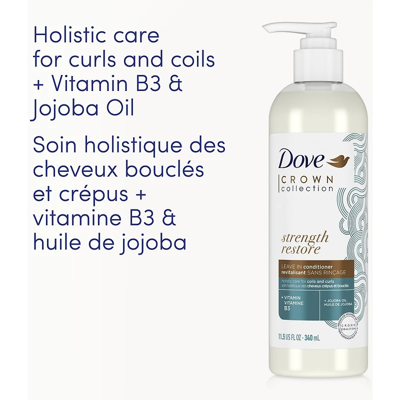 CROWN Collection Strength Restore Leave-in Conditioner for coily and curly hair with Vitamin B3 and Jojoba Oil