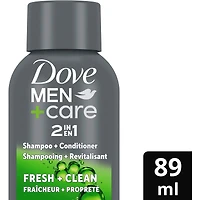 Dove Men+Care 2 in 1 Shampoo and Conditioner for daily use Fresh and Clean with caffeine and menthol 89mL