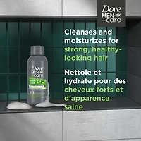 Dove Men+Care 2 in 1 Shampoo and Conditioner for daily use Fresh and Clean with caffeine and menthol 89mL
