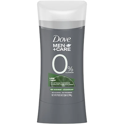 Désodorisant en bâton protection 48 h contre les odeurs Dove Men+Care  Lime + Sauge avec 0 % d'aluminium 74 g