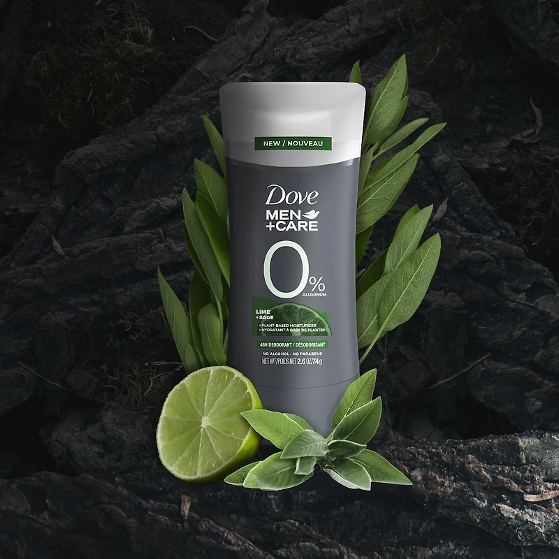 Désodorisant en bâton protection 48 h contre les odeurs Dove Men+Care  Lime + Sauge avec 0 % d'aluminium 74 g