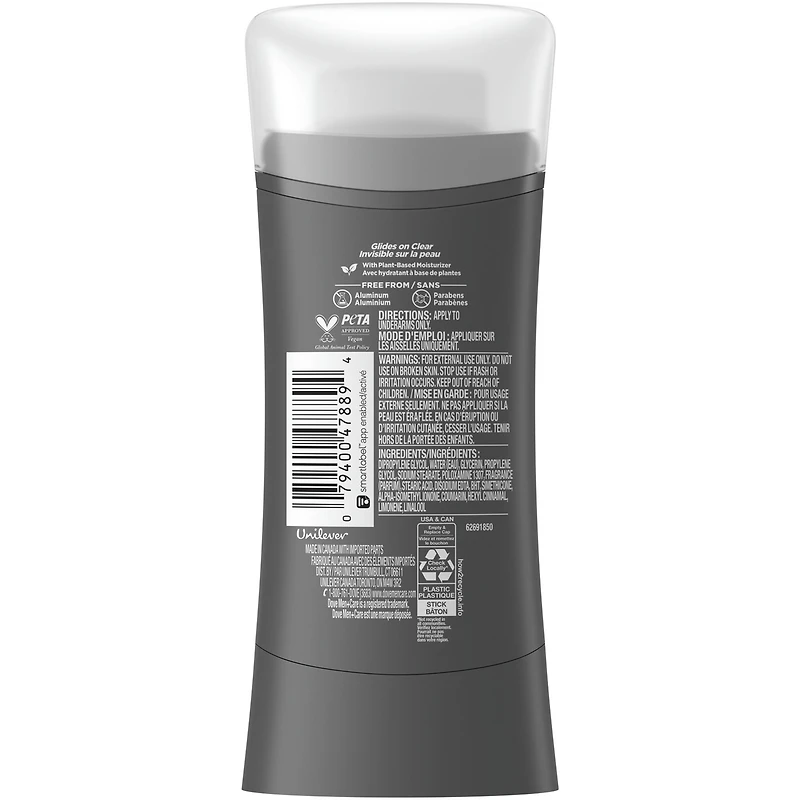 Men+Care 0% Aluminum Déodorant 72h Men's Aluminum-Free Deodorant Sandalwood & Amber Scent with Plant-Based Moisturizer