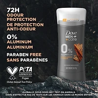 Men+Care 0% Aluminum Déodorant 72h Men's Aluminum-Free Deodorant Sandalwood & Amber Scent with Plant-Based Moisturizer