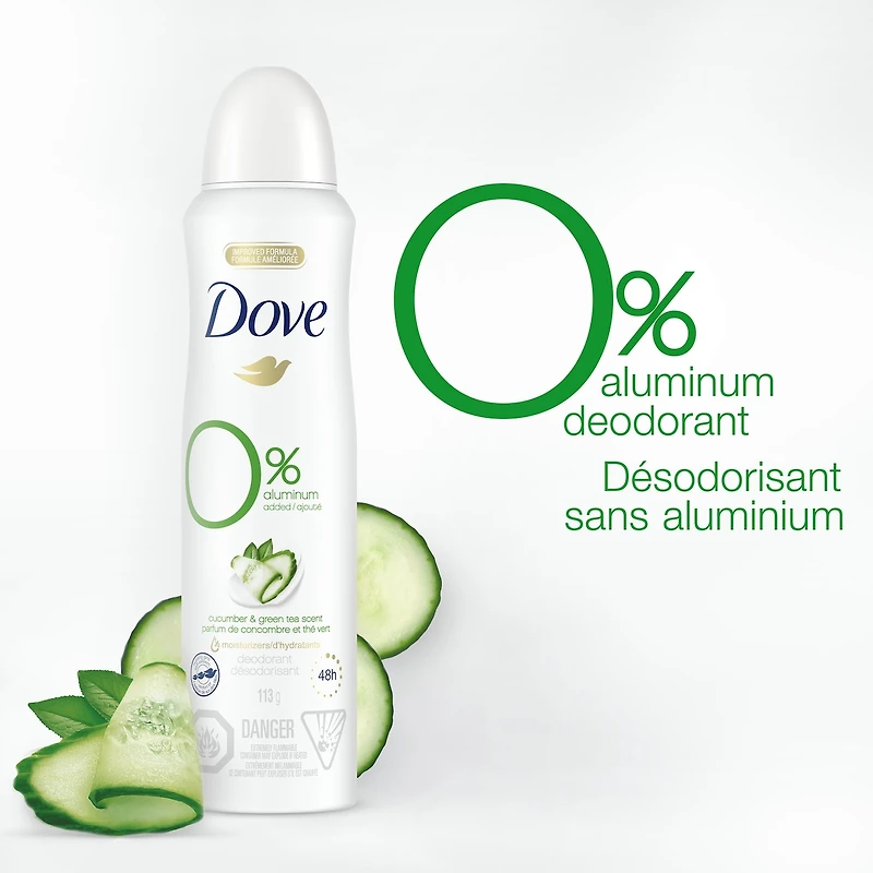 0% Aluminum Deodorant Spray For 48 Hour Protection Cucumber & Green Tea Aluminum Free Women's Deodorant 113 g