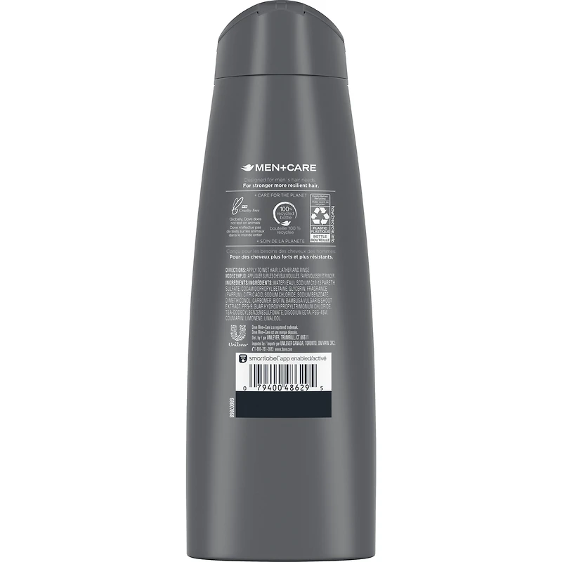 Shampooing et Revitalisant 2 en 1  Dove Men+Care  Protection Anti-Chute Renforce la fibre capillaire avec extrait de bambou 355 ml