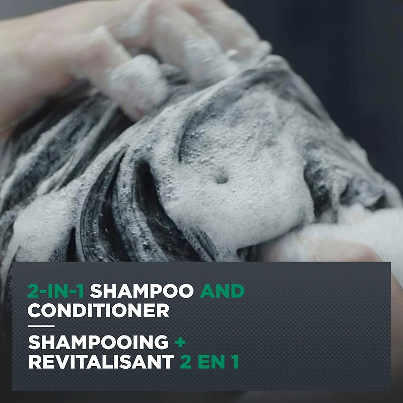 Shampooing et Revitalisant 2 en 1  Dove Men+Care  Protection Anti-Chute Renforce la fibre capillaire avec extrait de bambou 355 ml
