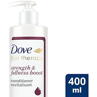 Revitalisant pour cheveux fins et clairsemés Dove Hair Therapy Strength & Fullness Boost pour des cheveux visiblement 2X plus amples et plus épais 400 ml