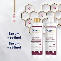 Revitalisant pour cheveux fins et clairsemés Dove Hair Therapy Strength & Fullness Boost pour des cheveux visiblement 2X plus amples et plus épais 400 ml