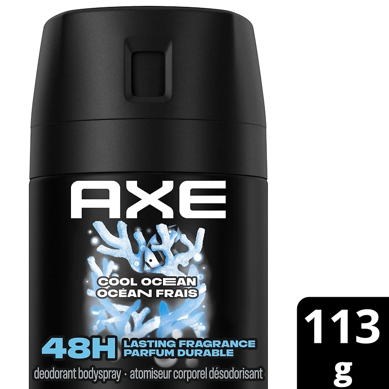 AXE  Deodorant Body Spray Long lasting odour protection with 48 hour light & refreshing scent Cool Ocean men’s deodorant formulated without aluminum 113 g