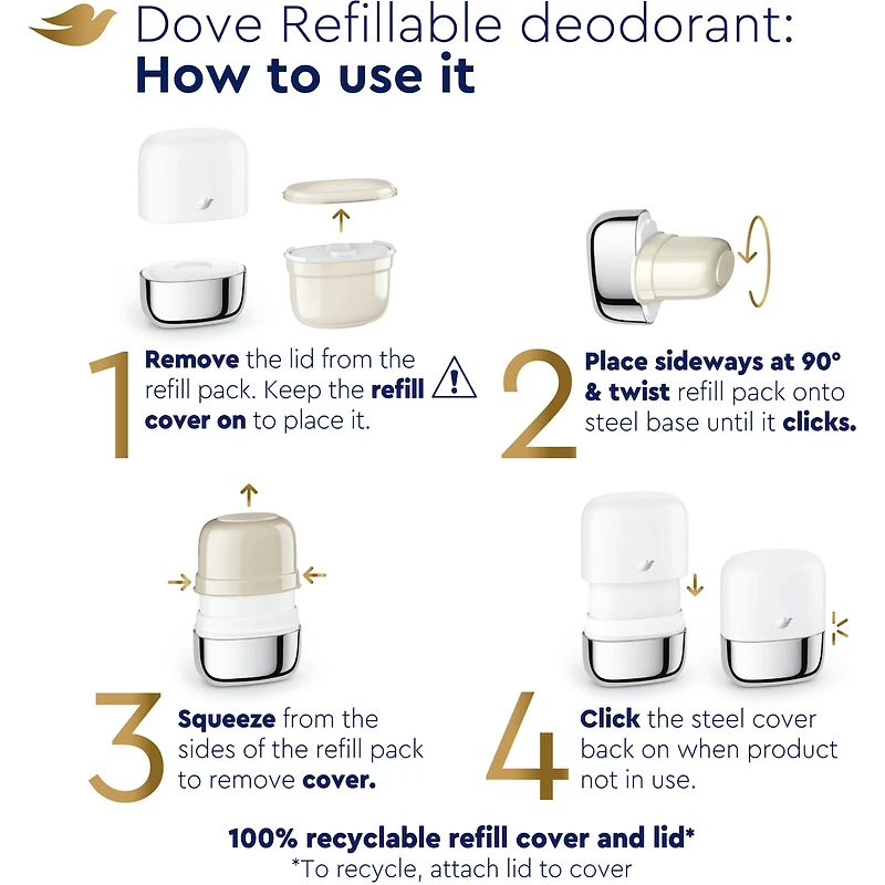 Ensemble de départ de Désodorisant rechargeable pour 48 h de protection anti-odeurs Dove 0 % Aluminium Coconut & Pink Jasmine désodorisant sans aluminium pour femmes 32 g