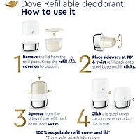 Ensemble de départ de Désodorisant rechargeable pour 48 h de protection anti-odeurs Dove 0 % Aluminium Coconut & Pink Jasmine désodorisant sans aluminium pour femmes 32 g
