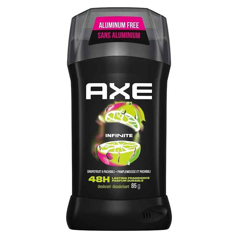 Désodorisant en Bâton pour une protection longue durée contre les odeurs AXE Infinite Pamplemousse et Patchouli formulé sans aluminium