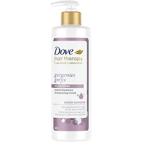 Shampooing Violet pour cheveux gris, blancs et argentés Dove Hair Therapy Gorgeous Greys shampooing sans sulfates avec complexe de biotine