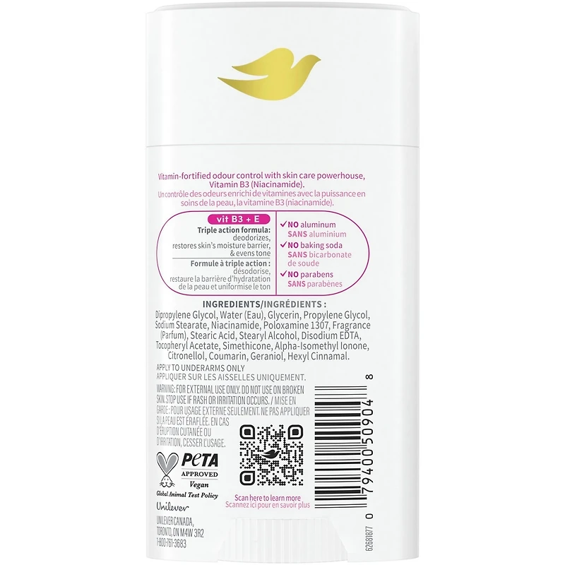 Vitamin Care+ Désodorisant sans Aluminium parfum de framboise et rose 72 h de protection anti-odeur respirante avec vitamines B3 + E