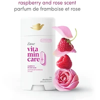 Vitamin Care+ Désodorisant sans Aluminium parfum de framboise et rose 72 h de protection anti-odeur respirante avec vitamines B3 + E