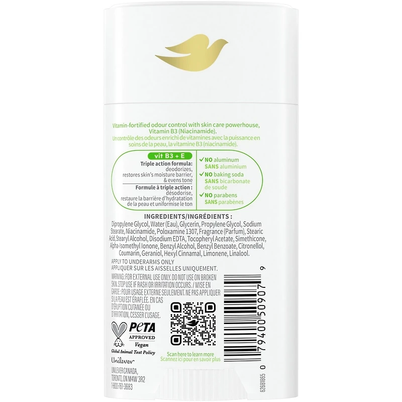 Désodorisant Sans Aluminium parfum de concombre et melon Dove Vitamin Care+ 72 h de protection anti-odeur respirante avec vitamines B3 + E