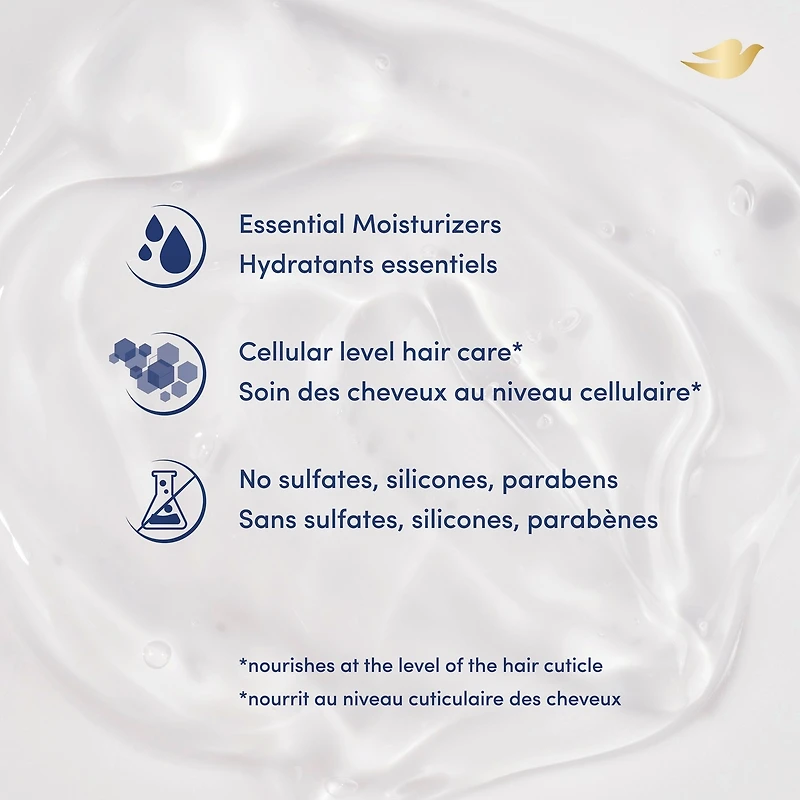 Shampooing pour cheveux ondulés Dove Hair Therapy Endless Waves shampooing hydratant avec beurre de karité brut pour jusqu'à72 h de définition