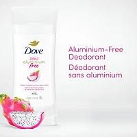 Déodorant pour Femmes avec 1/4 d'hydratants, Dove Sans Aluminium Fruit du Dragon & Crème de Noix de Coco, Protection contre les odeurs pendant 72h, 74 g