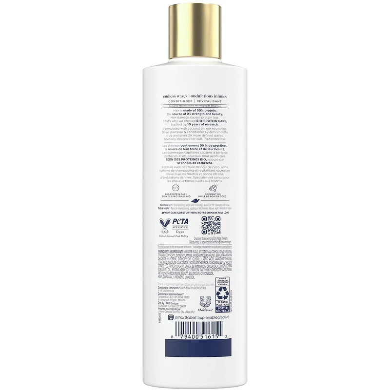 Revitalisant pour cheveux ondulés, Dove Ondulations Infinies  avec technologie Soin Bio-Protéine Liquide, 355 ML