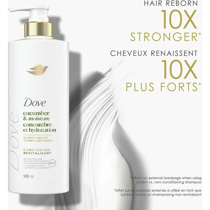 Revitalisant pour Cheveux Ternes et Secs, Dove Concombre Hydratant avec Soin Bio-Protéine Liquide