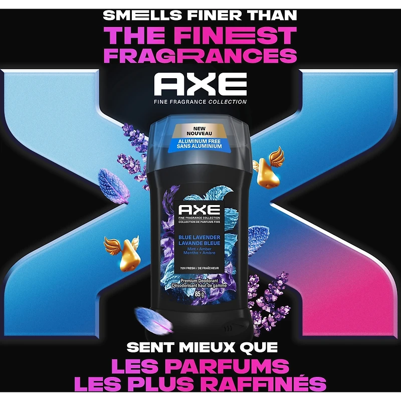 AXE Fine Fragrance Collection Deodorant Stick with 72H Freshness Blue Lavender with Mint + Amber Essential Oils Aluminum-Free, 85g