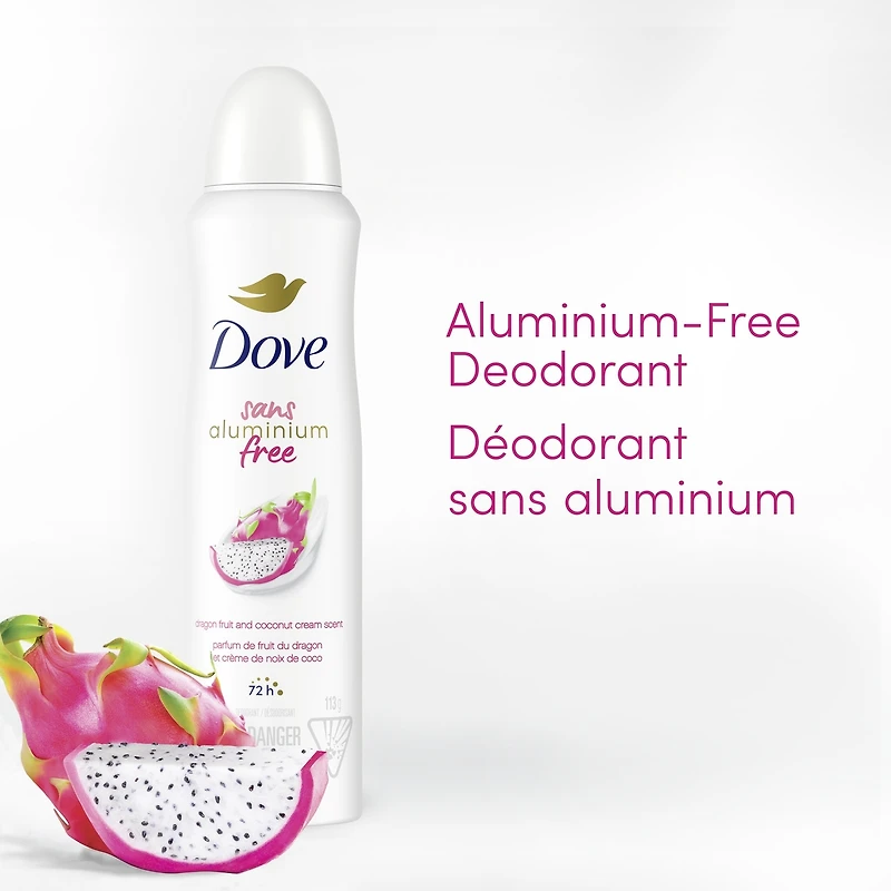 Dove Aluminium Free Déodorant for Women with 1/4 Moisturizers, Dragon Fruit & Coconut Cream 72h Odour Protection 113 g