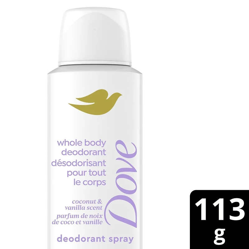 Dove Aluminum Free Whole Body Deodorant Cooling Dry Spray Coconut & Vanilla, 113g