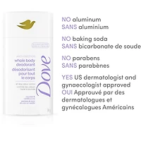 Dove Aluminum Free Whole Body Deodorant Anti-Friction Stick Coconut & Vanilla Scent, 74g