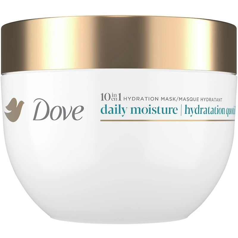 Masque Capillaire pour Cheveux Secs Dove Hydratation Quotidienne  avec Soin Bio Protéine Liquide et Sérum d'Acide Hyaluronique, 260 g